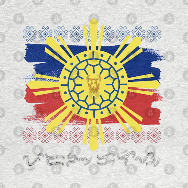 Philippine Flag/Sun / Baybayin word Pudang Kalis (Puso't Dangal na Kawal ng Nag-iisang Lakas) by Pirma Pinas